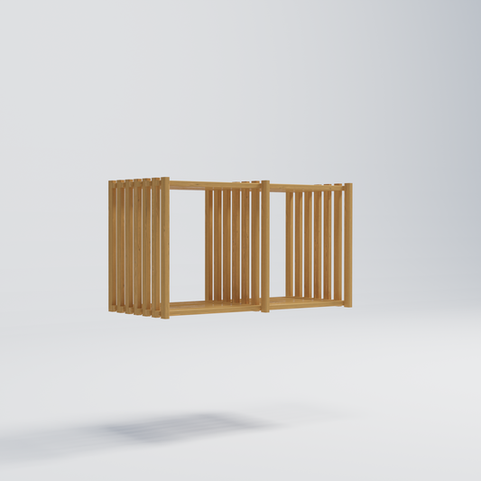 Kubus medium måler 74 cm i bredden og er lavet af egetræ af Thorvald Lissau.