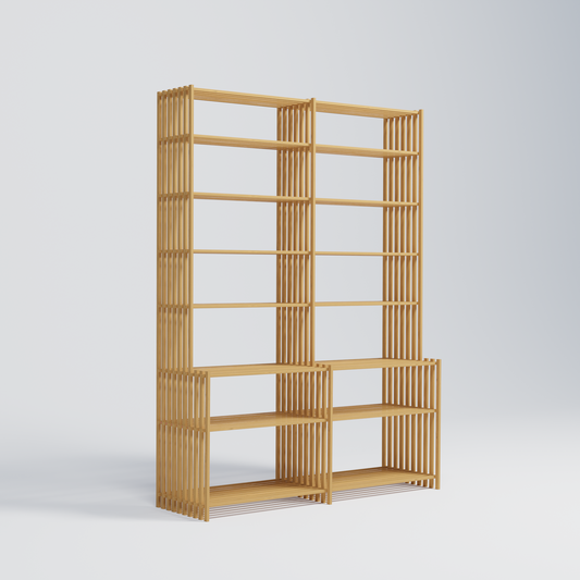 Den ikoniske double tremmereol, hvor det nederste stykke er 40 cm dybt og det øverste stykke er 27 cm dybt.